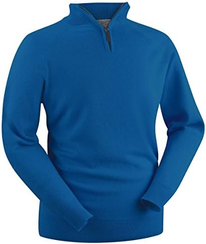 Glenbrae Men's Lambswool Zip Neck Sweater X-Large Denim