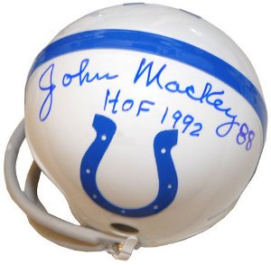 John Mackey signed Baltimore Colts TB 2bar Mini Helmet HOF 92