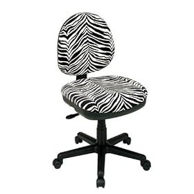 OSP Work Smart DH3400-237 Zebra Animal Print Office Task Desk Chairs by Chairs ObiwanSales