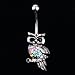 Vktech New Rhinestone Owl Dangle Navel Belly Button Ring Piercing Jewelry