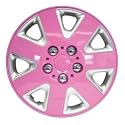 13 INCH/13" PINK & SILVER REPLACEMEMT CAR WHEEL TRIMS/HUB CAPS
