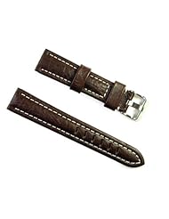 BANDA WYOMING BUFFALO LEATHER CHRONOGRAPH SPORT PANERAI BREITLING WATCH BAND STYLE DESIGN-REAL ITALIAN CALF LEATHER-18 mm BROWN COLOR