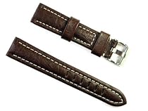 BANDA WYOMING BUFFALO LEATHER CHRONOGRAPH SPORT PANERAI BREITLING WATCH BAND STYLE DESIGN-REAL ITALIAN CALF LEATHER-18 mm BROWN COLOR