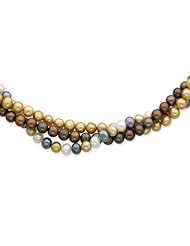 14k Yellow Gold 18in 6-6.5mm Multicolor Freshwater Cultured Pearl Necklace.