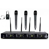 Av-jefe Aur010/ubh002 Uhf 4 Channel Frequency Selectable 3 Handheld & 1 Headset Wireless Microphone