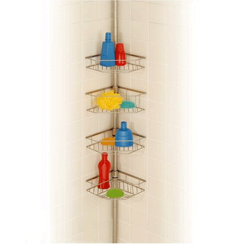 Satin NICKEL tension POLE BATH SHOWER 4-Tiered CADDY Satin NICKEL tension POLE BATH SHOWER 4-Tiered CADDY