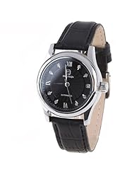 Womans Mechanical Watch Lady Wristwatch Timepiece Stem-winder with See-through Interior - Black SWWM1-67494