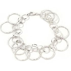14K White or Yellow Gold 8 Fantasy Circle Charm Bracelet by Italian Gold w/ Stefano