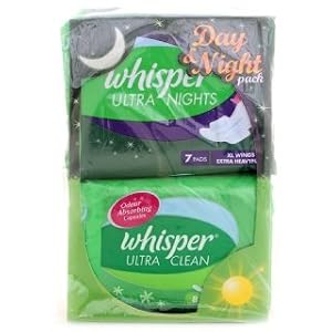 Whisper Day & Night Pack(Ultra Nights XL Wings 7s + Ultra Clean Wings 8s) Qty:15|Type:Ultra Nights