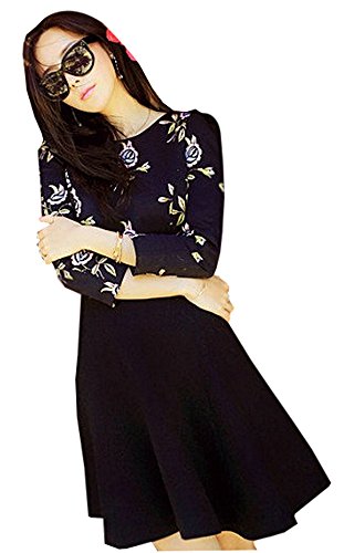 ワンピース ウール 刺繍 ７分袖 ミニスカート フレアー シンプル キュート エレガンス カジュアル レディース 秋物 冬物 可愛いスカーフ付き R419