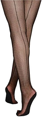Adult Womens Dancing Seamed Fishnet Foot-Stepped Stockings Tights Panty-Hose Black