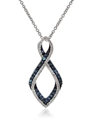 Sterling Silver Blue and White Diamond Infinity Pendant Necklace (1/3 cttw, I-J Color, I2-I3 Clarity), 18"
