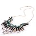 Qiyun (TM) Angel's Wing Green Fringe Dangle Crystal Beaded Charm Choker Necklace