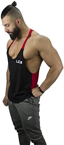 Mens Liftcorp Redback Elite Stringer Vest Gym Tank Top Training Vest Black/red Extra Large