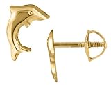 Baby Dolphin Earrings in 14K Yellow Gold