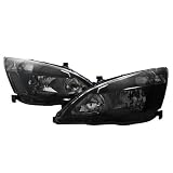 03-07 Honda Accord JDM Black Headlights w  Smoke Reflector (2003 2004 2005 2006 2007) by ProMotoring