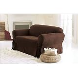 3 Pieces Solid Chocolate Brown Suede Couch/sofa Cover with Loveseat and Chair Slipcover