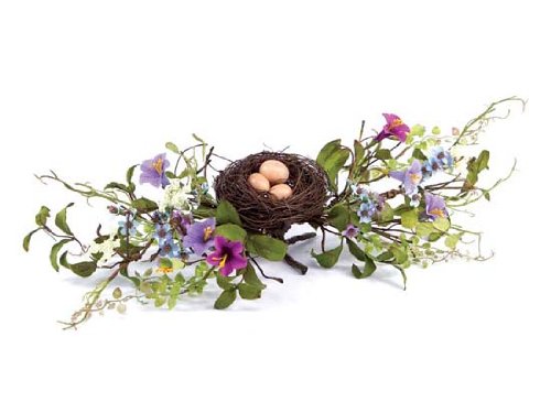 Pack of 2 Pretty Pansy Birds Nest Silk Flower Centerpieces 24