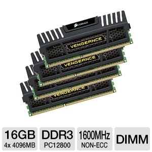 Corsair Memory Vengeance 16 Dual Channel Kit DDR3 1600 MHz 240-Pin DDR3 SDRAM CMZ16GX3M4A1600C9