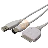 2.0 USB/Firewire [2-IN-1] Cable for iPhone/ iPhone 3G 8GB/ 16GB/ iPod with Click Wheel/ iPod nano/ iPod (video) [charge through Firewire Or USB]/ iPod mini/ iPod Photo/ iPod with Dock Connector including iPod 3th Generation/ iPod 4th Generation/ iPod Classic