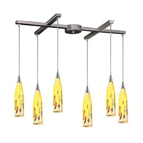 Lungo - 6 Light Kitchen Island Pendant Track Lighting Fixture - Brushed Nickel - Yellow -... by Elk