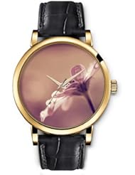 SPRAWL Aanalog Fashion Series Gold Ladies Watches of Genuine Black Leather Strap,Unique Wrist Watch for Women Girls Designed with Countryside grassland