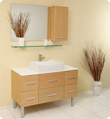 Fresca Distante Natual Timber Modern Bathroom Vanity w/Cultured Marble Countertop