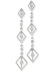 14k White Gold Diamond Earrings. Carat Wt- 0.12ct. Metal Wt- 4.15g