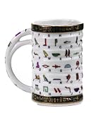 Swiveled Hand-painted Porcelain Mug, 'Hierogliphics'