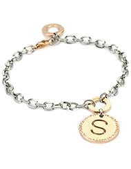 Rebecca "Word" Rose Gold Over Bronze Letter "S" Bracelet