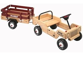Wooden Jeep Wagoneer Foot To Floor Ride On With Trailer