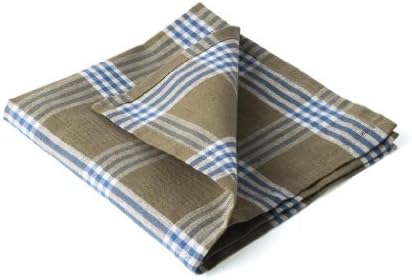 At Home with Marieke, Napkin check natural blue - 20" x 20" - Plaid