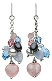Image of Kit Heath Sterling Silver 50CEBLA Ladies Cluster Rose Quartz, Blue Lace Agate, Blue & Pink Crystal, Fresh Water Pearl