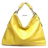 Yellow Chain Large Faux Leather Hobo Bag Purse Handbag