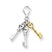 Two-tone, Diamond Accent, Keys Charm in Sterling Silver
