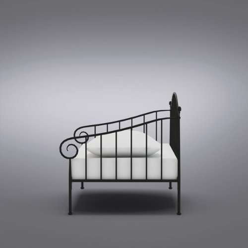 Matt Black Metal Twin Size Day Bed (Daybed) Frame With Metal Slats