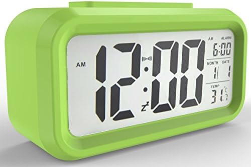Shouldbuy Green Backlight Calendar Function Light Control Time LED Digital Alarm Clock