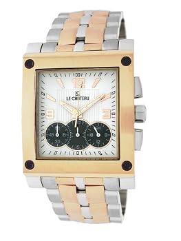 Le Chateau Men's T/T Watch w/Chrono & Military time "Sports Dinamica" Collection #5402MCHR (White Dial/Black Sub Dials))