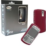 Combo of Black Pama Juno Bluetooth Headset and Dark Red Silicone Skin Cover Case for Blackberry Curve 8330 8300 8320 8310