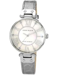 Anne Klein Womens AK/1013MPSI Leather Silver-Tone Snake Print Watch