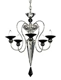 Schonbek 9655-40SP Silver / Sapphire Rhiannon Crystal Five Light Up Lighting Chandelier from the Rhiannon Collection