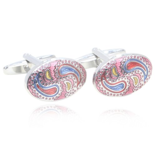 Digabi Oval Colorful Glazing Platinum Plated Cufflinks with Gift Box