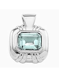 18K Yellow Gold Emerald Cut Aquamarine Pendant -- LIFETIME WARRANTY