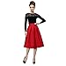 Shineflow Women High Waist Full A Line Pleated Swing Midi Skirt