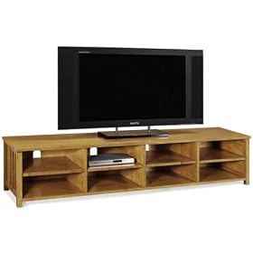 Mission - style 8 - shelf Wide - screen Tv Stand, 8-SHELVES, HONEY