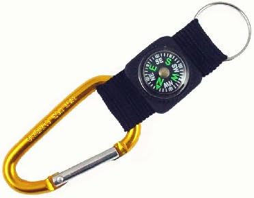 Keychain Utility Carabiner with Compass Strap (Not for Climbing) (gold)