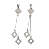 EXP Sterling Silver Diamond-Shaped Dangle Earrings