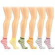 6 Pairs Stripe Ribbed Ladies Low Ankle Socks Cotton Set