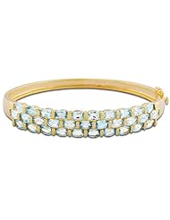 18k Gold Over Sterling Silver Sky Blue Topaz Tapered Bangle Bracelet