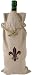 Fleur de Lis Fabric and Embroidered Wine Bottle Bag or Gift Bag,Brown Oatmeal